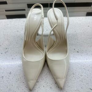 White Zara slingback heels